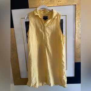 Yellow  size 1X Tahari linen sleeveless collared dress.  Keep cool on vacation !